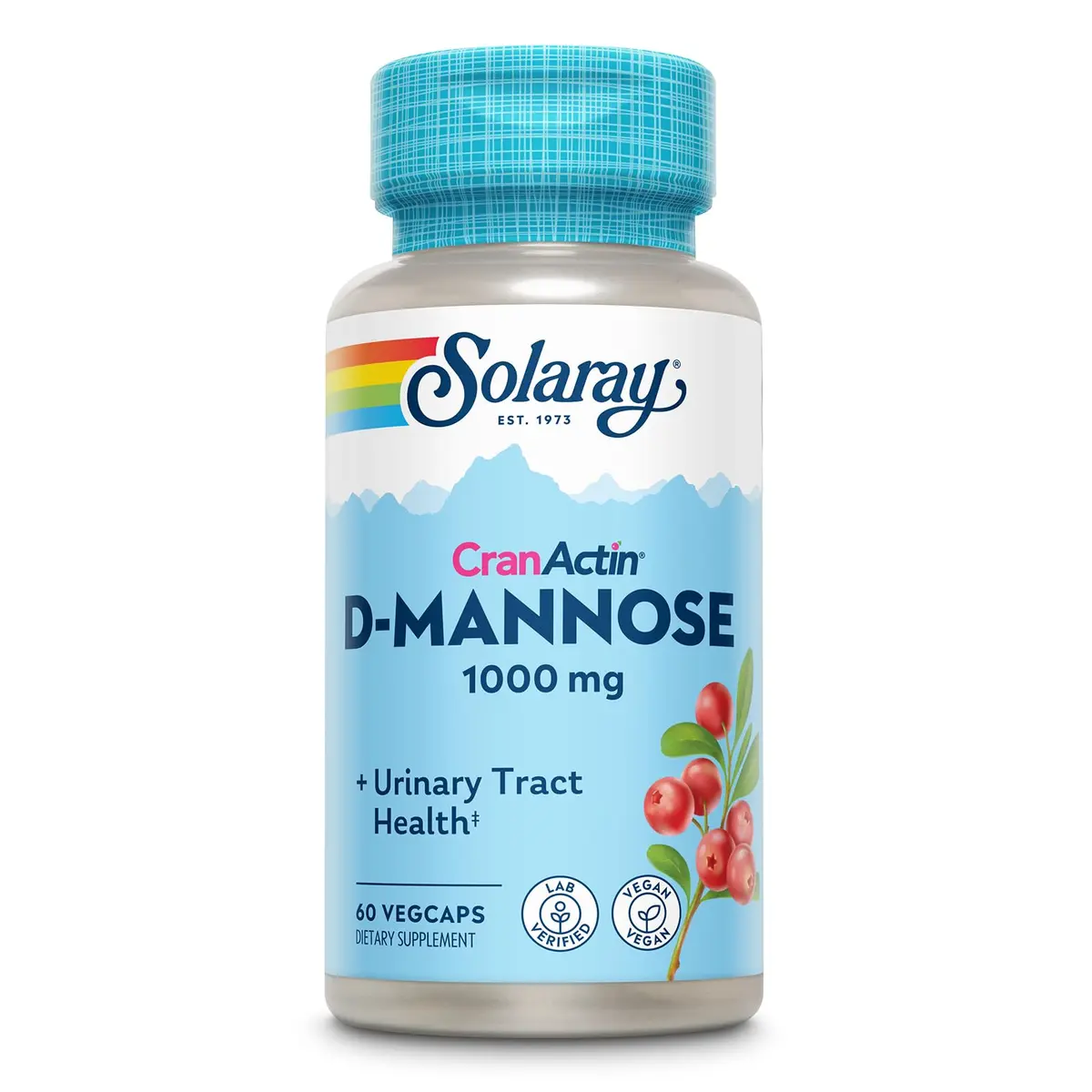 SOLARAY D-Mannose with CranActin Cranberry Supplement 60 Count | Urinary Tract Support & Wellness - main product image