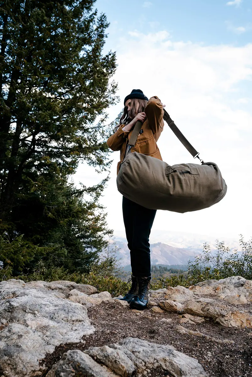 Stansport Zippered Canvas Deluxe Duffel Bag - O.D. Green 36" x 21" | Heavy-duty cotton canvas for active travel - view 5