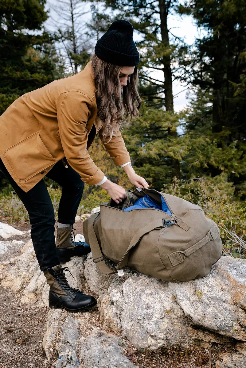 Stansport Zippered Canvas Deluxe Duffel Bag - O.D. Green 36" x 21" | Heavy-duty cotton canvas for active travel - view 6