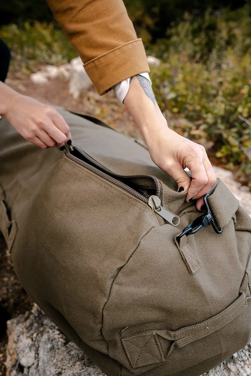 Stansport Zippered Canvas Deluxe Duffel Bag - O.D. Green 36" x 21" | Heavy-duty cotton canvas for active travel - view 7