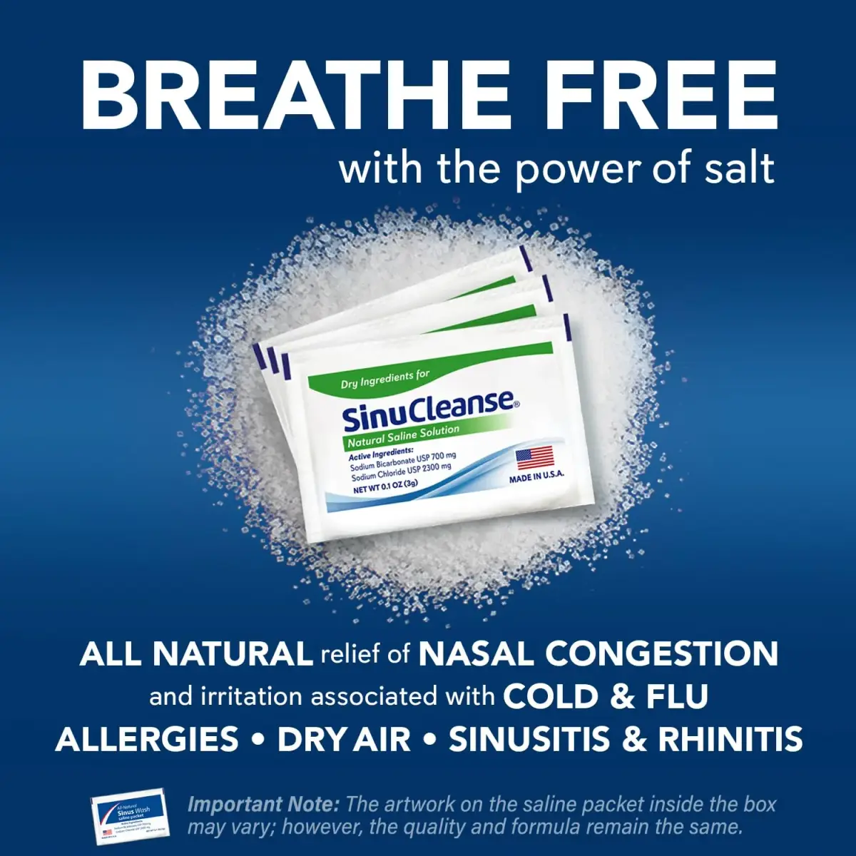 SinuCleanse Soft Tip Neti Pot Sinus Rinse System with 30 Saline Packets | All-Natural Nasal Wash for Cold, Flu, Allergy Relief - view 2