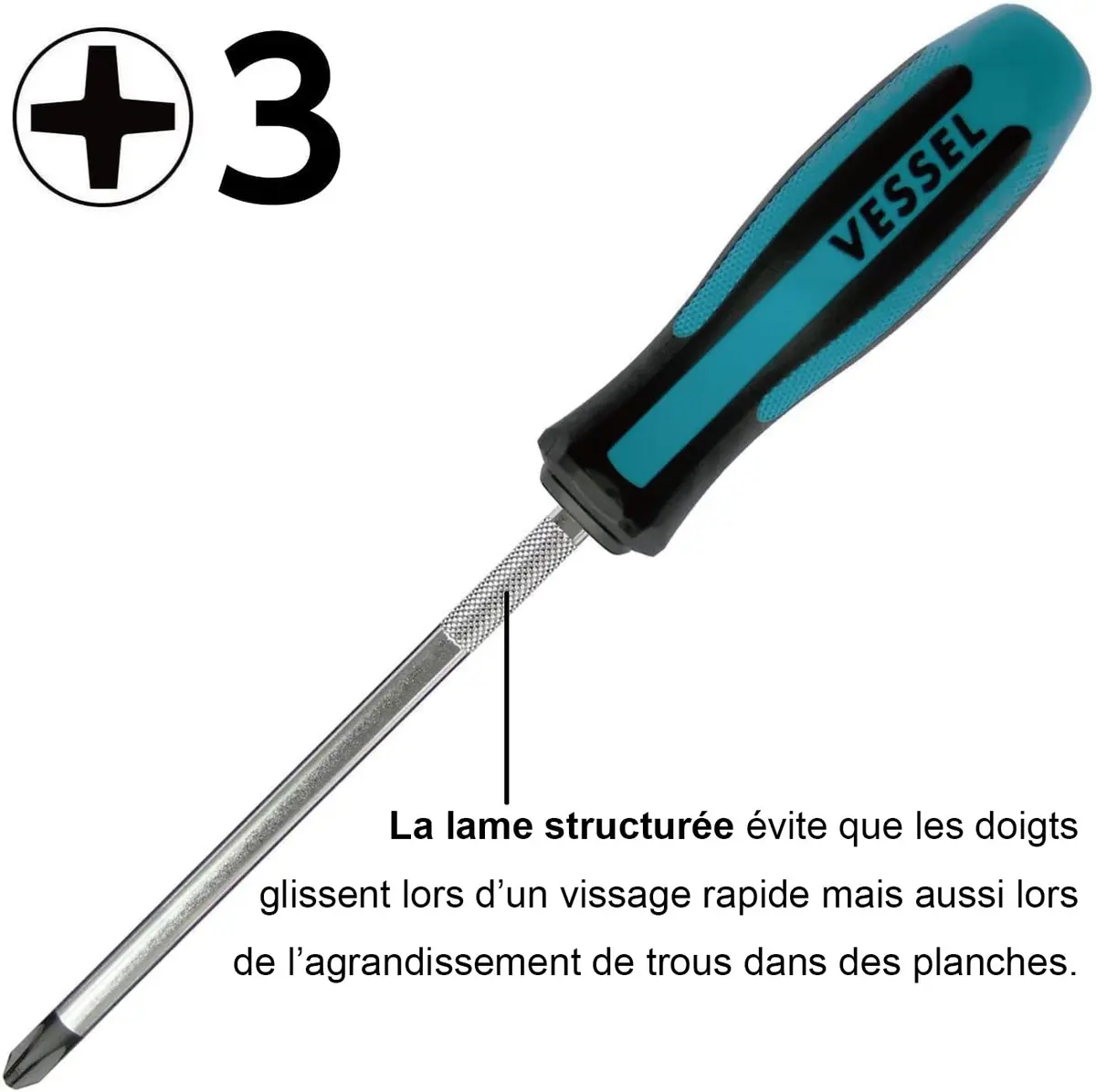 VESSEL No. 900 Megadora Screwdriver PH3 x 150mm JIS Phillips | Heavy Duty Chrome Vanadium Steel - view 2