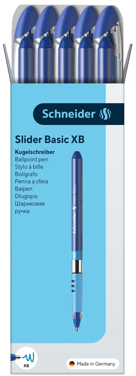 Schneider Slider Basic XB Ballpoint Pen, 1.4mm Blue Ink, Box of 10 Pens | Viscoglide Technology - view 5