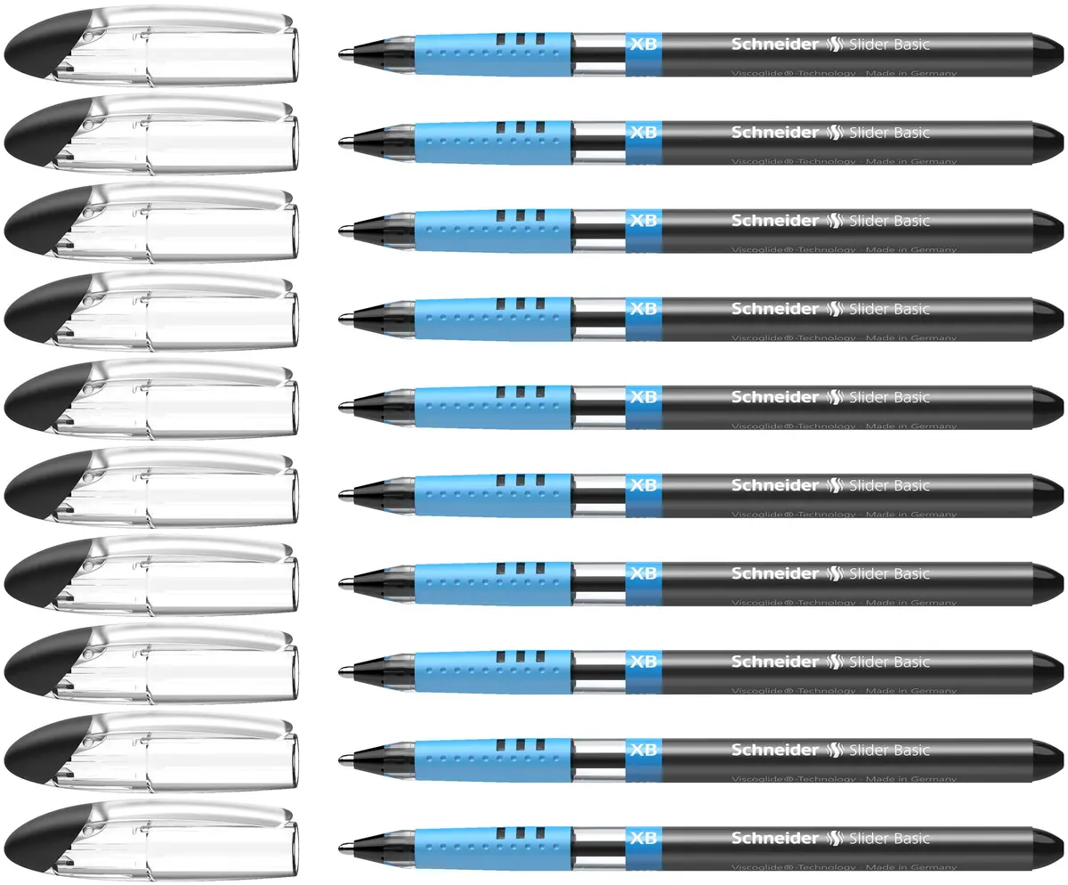 Schneider Slider Basic XB Ballpoint Pen 1.4mm Black Ink (10-Pack) | Smooth Viscoglide Ink Flow - main product image