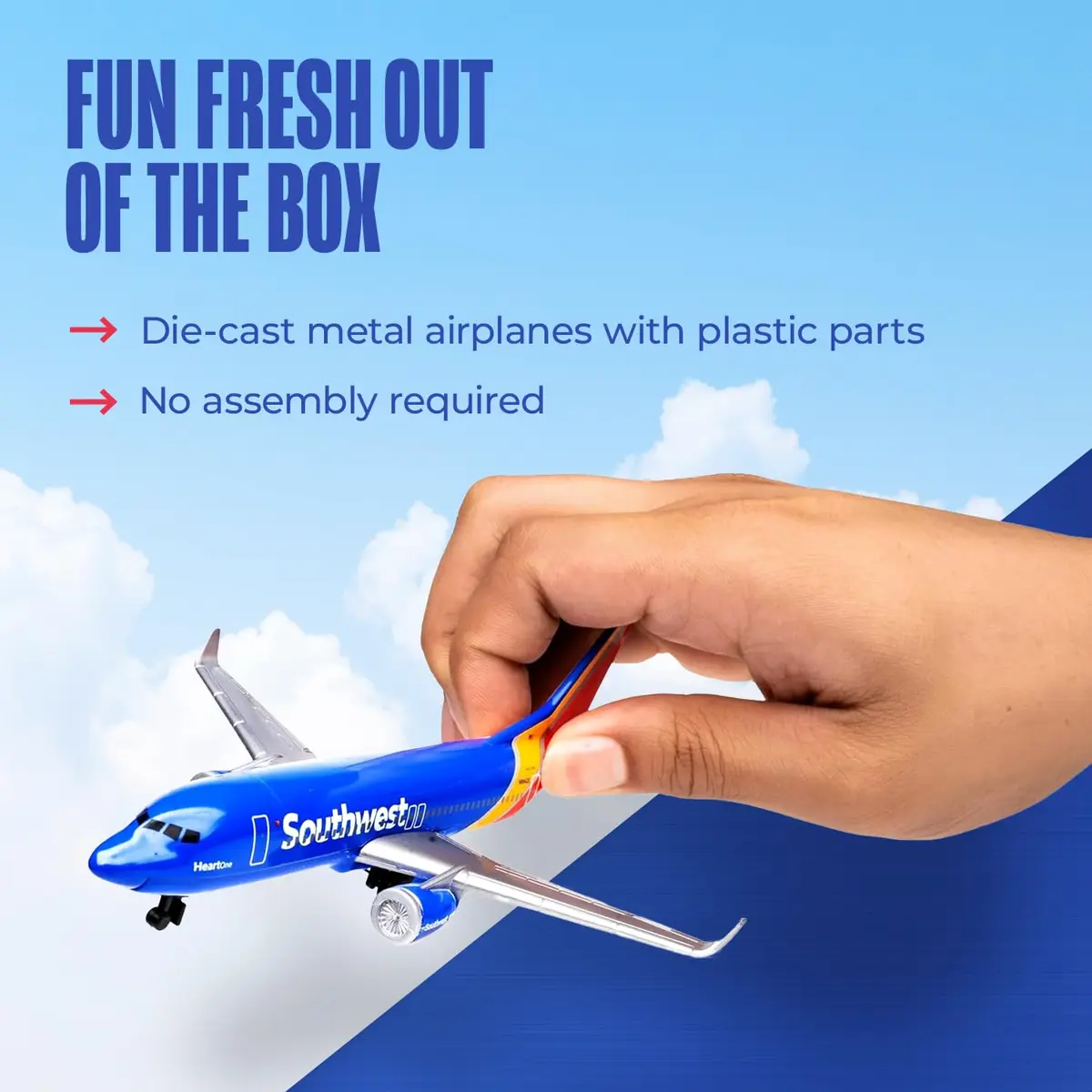 Daron Southwest Single Plane Die-cast Toy Model Airplane | Authentic Southwest Airline Replica for Kids & Collectors - view 6
