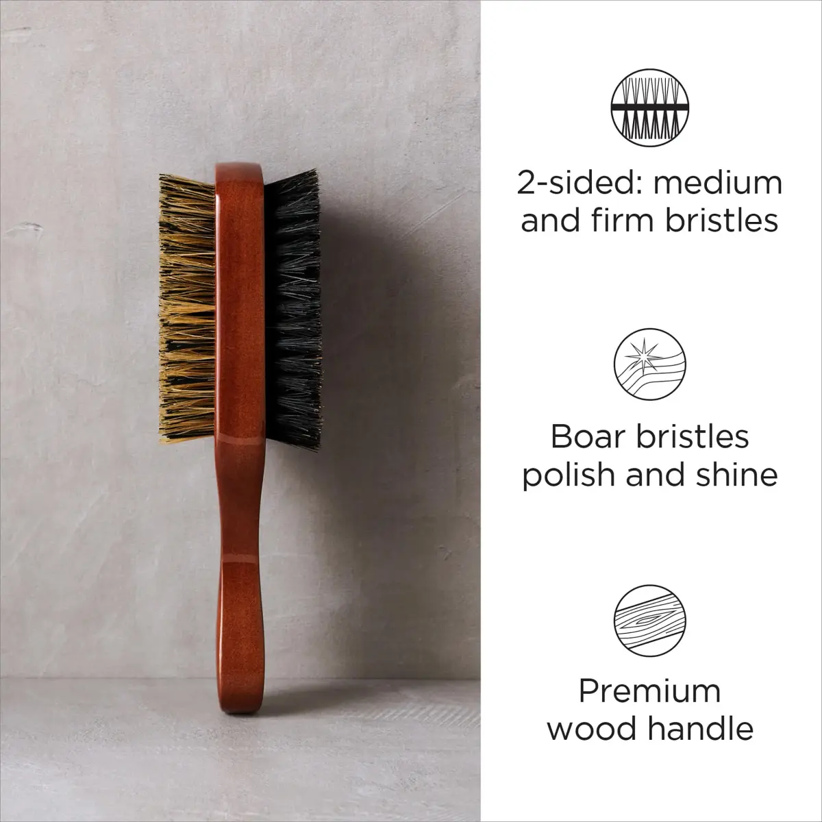 Diane 2-Sided Club Brush for Men, Thick & Coarse Hair, 7in (17.8cm) | 100% Boar Bristle for Waves & Shine - view 2