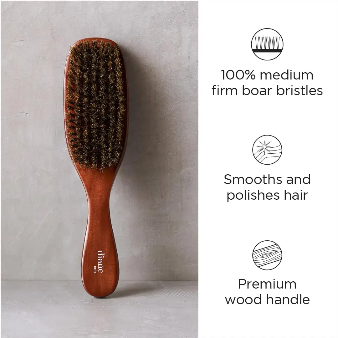 Diane Premium 100% Boar Wave Brush for Men – Medium Bristles, 9.13" L | Detangles, Smooths, Styles Waves - view 2