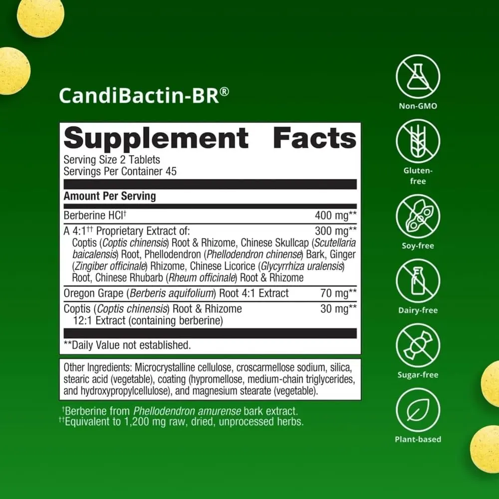 Metagenics CandiBactin-BR Berberine HCl 400 mg Gut Support, 90 Tablets | Gut Health & Detox Support - view 2