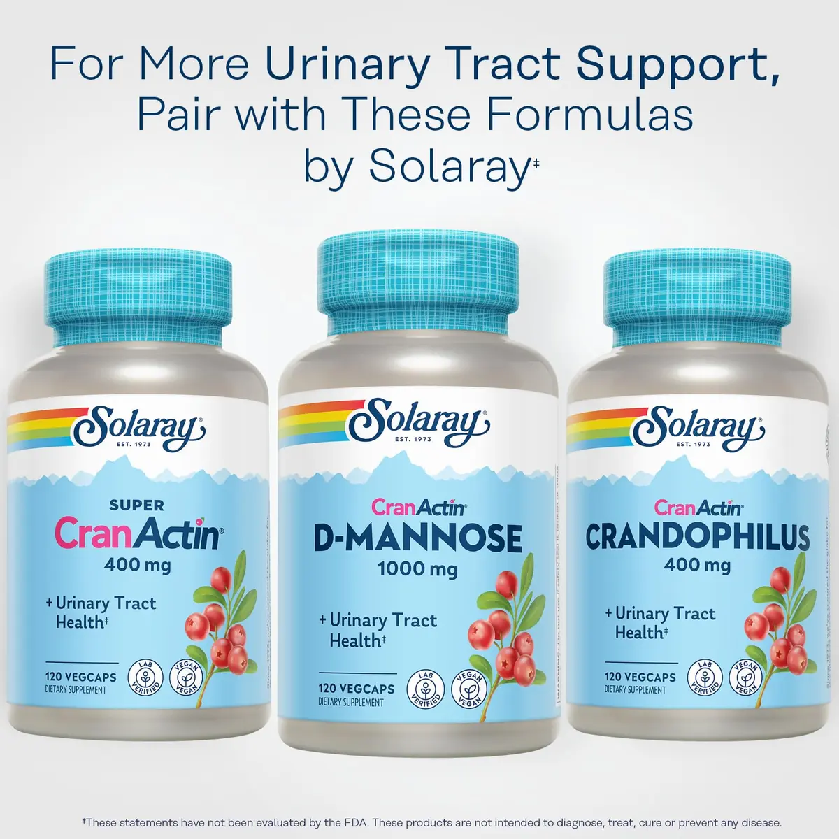 SOLARAY D-Mannose with CranActin Cranberry Supplement 120 Count | Urinary Support & Antioxidant Boost - view 6
