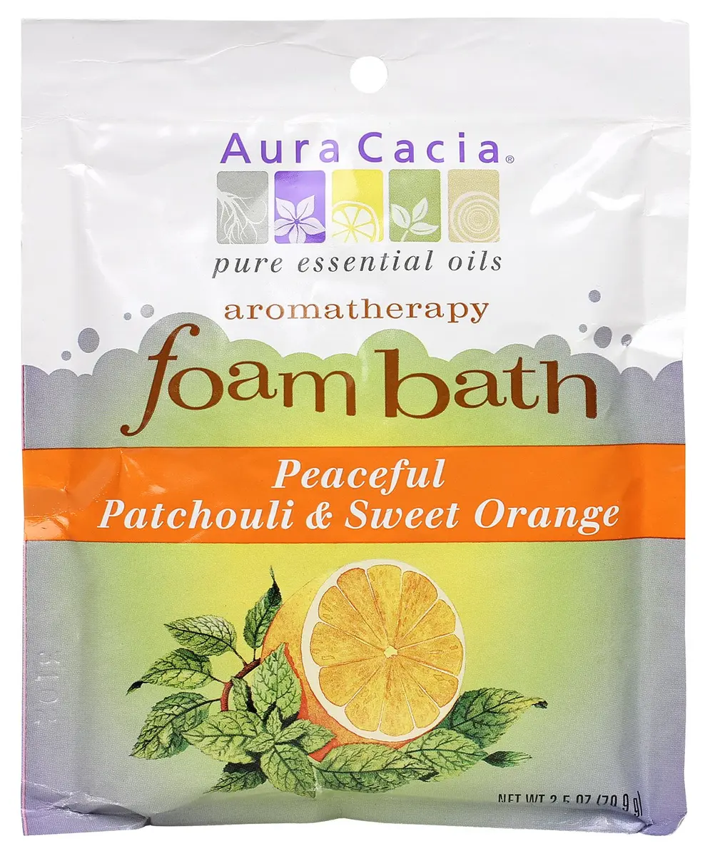Aura Cacia Aromatherapy Foam Bath Peaceful Patchouli & Sweet Orange 210 ml (7.5 Fl Oz) | Pure Essential Oils for Mind, Body & Spirit - main product image