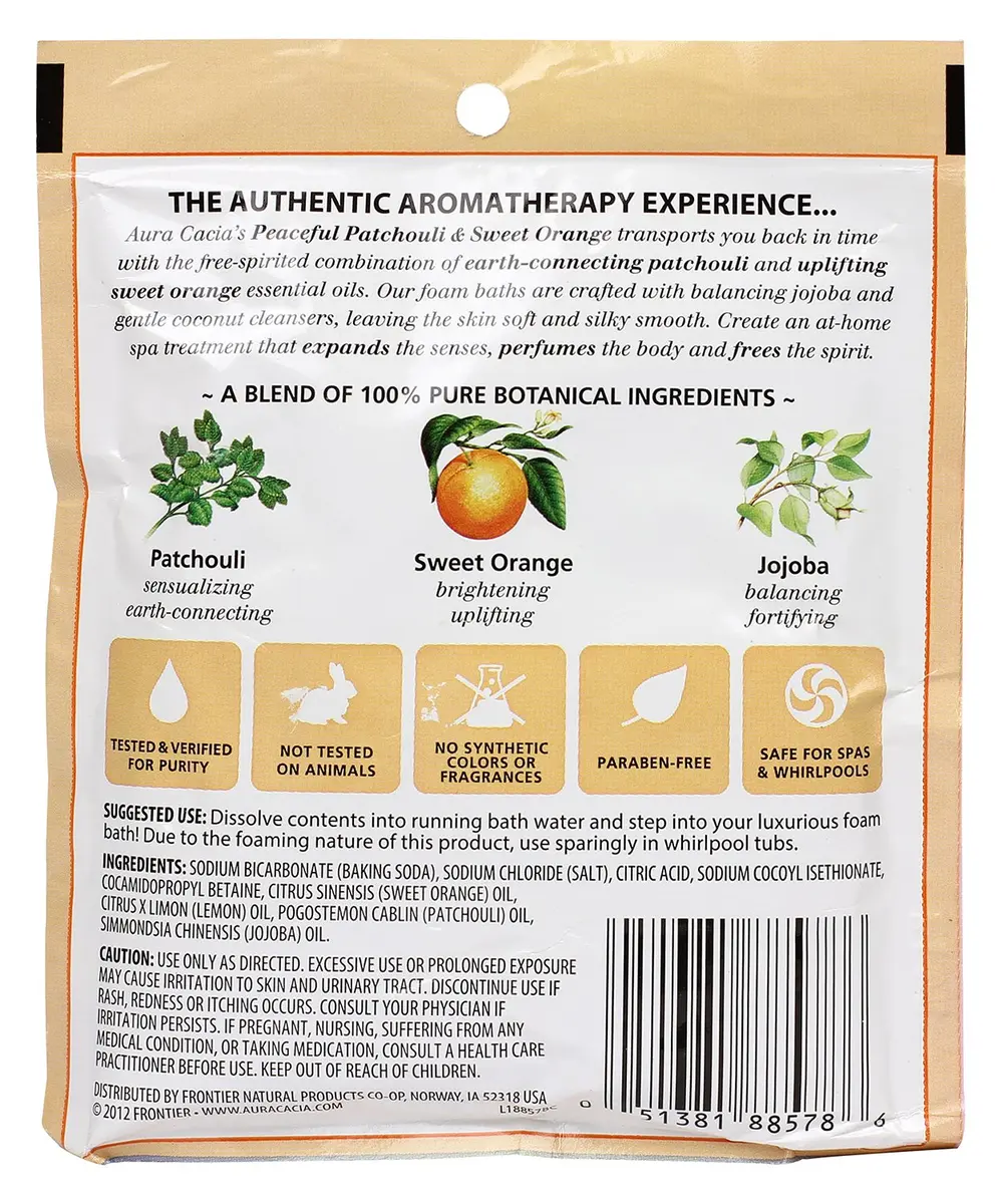 Aura Cacia Aromatherapy Foam Bath Peaceful Patchouli & Sweet Orange 210 ml (7.5 Fl Oz) | Pure Essential Oils for Mind, Body & Spirit - view 2