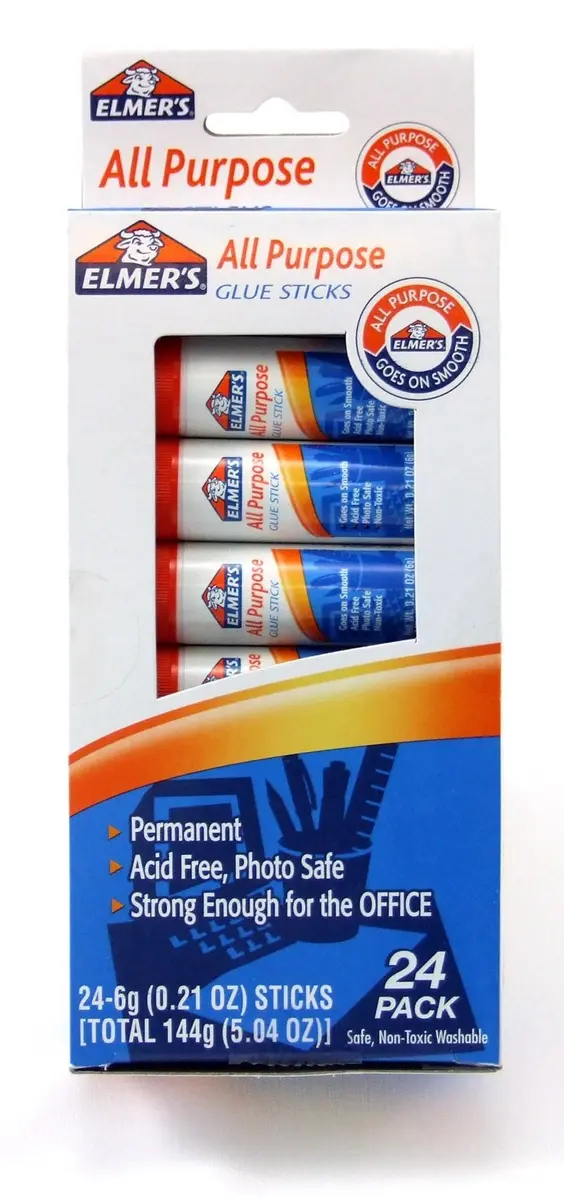 Elmer's All-Purpose Glue Sticks, 0.21 oz Each, 24 Pack | Clear, Fast-Drying, Non-Toxic - main product image