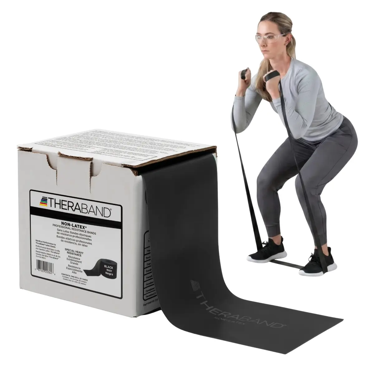 THERABAND Resistance Band Black Special Heavy 25-Yd Latex-Free | Custom Length for Strength & Rehab - main product image