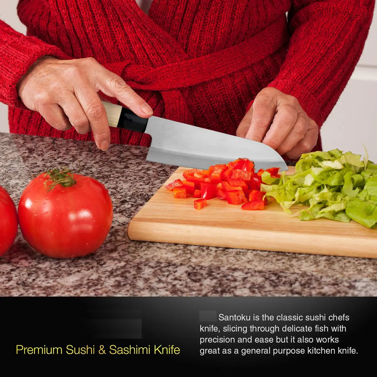 Happy Sales Santoku Knife 16.5cm | Japanese Stainless Steel Kitchen Knife - view 4