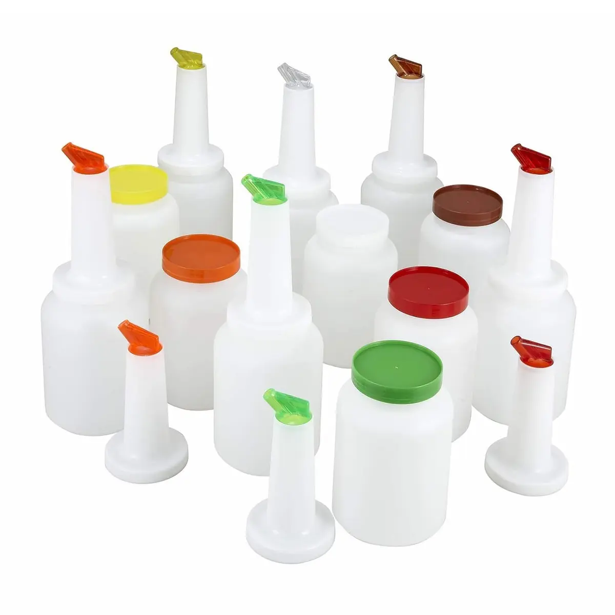 Winco White 2 qt Pour Bottle with Lid | Durable NSF Certified Beverage Dispenser - main product image