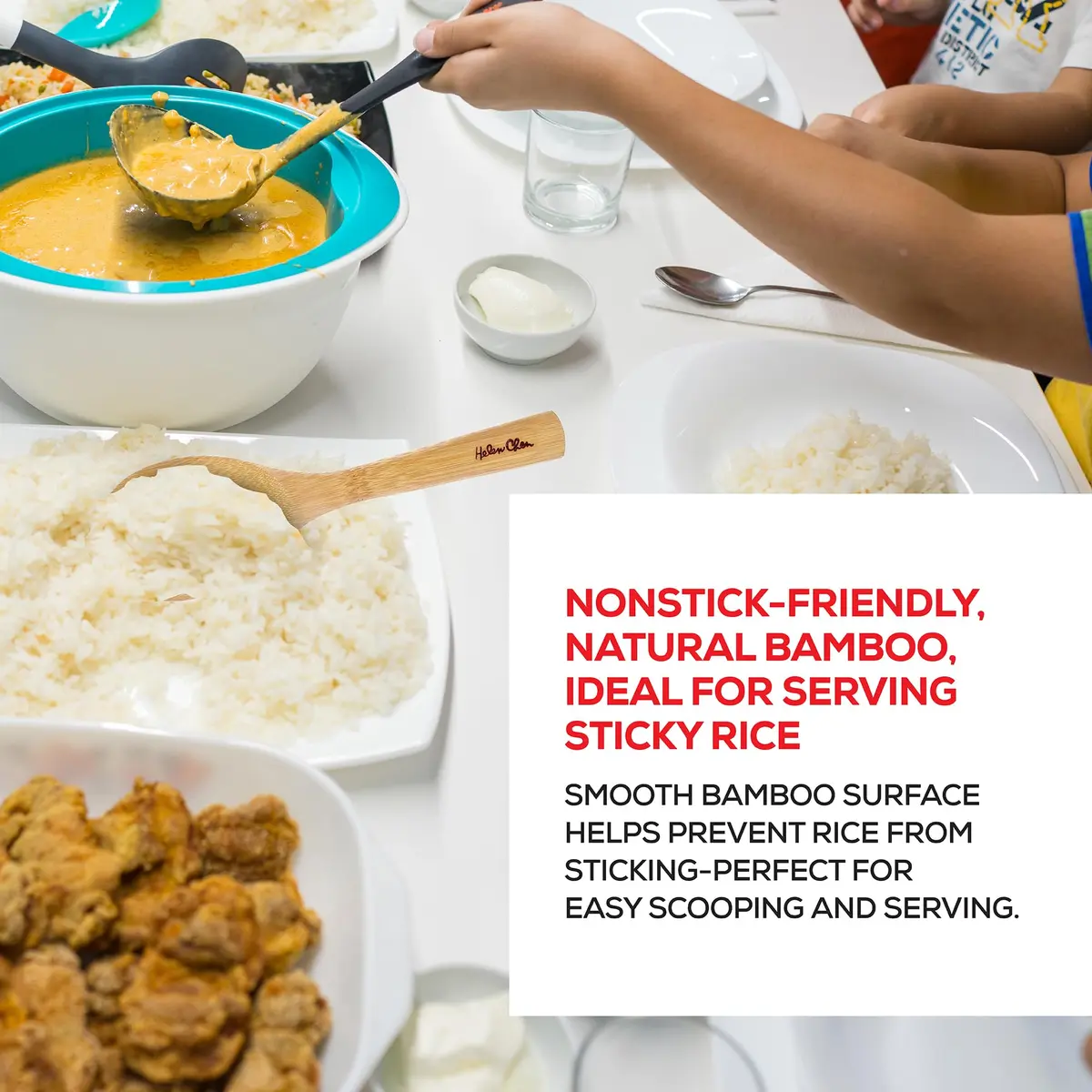 Helen's Asian Kitchen Bamboo Rice Paddle 9-Inch | Stir, Mix, Serve Rice & Mashed Potatoes - view 6