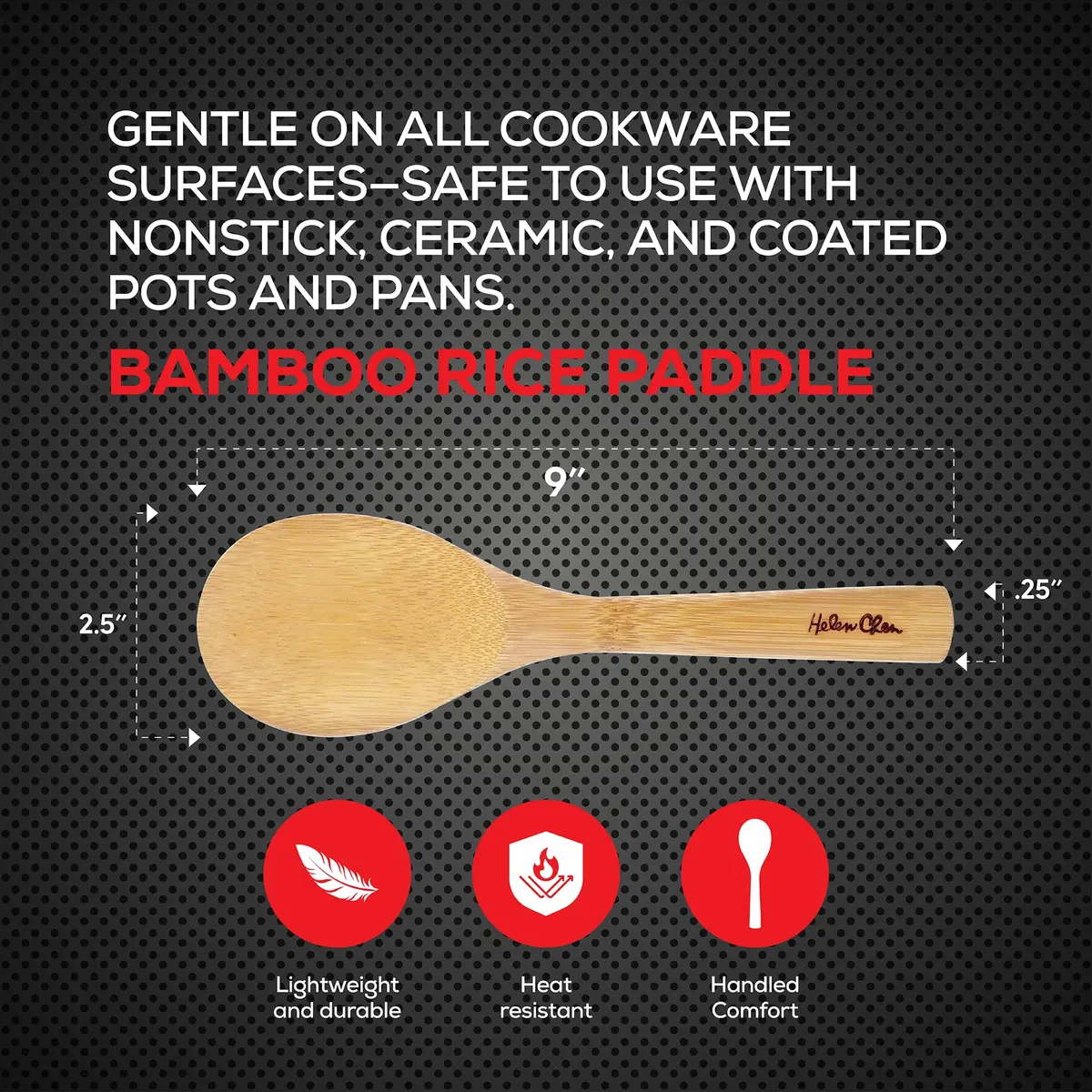 Helen's Asian Kitchen Bamboo Rice Paddle 9-Inch | Stir, Mix, Serve Rice & Mashed Potatoes - view 2