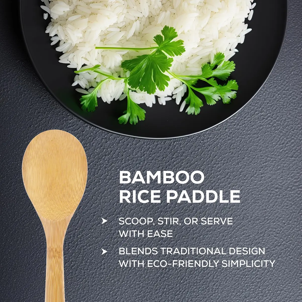 Helen's Asian Kitchen Bamboo Rice Paddle 9-Inch | Stir, Mix, Serve Rice & Mashed Potatoes - view 3