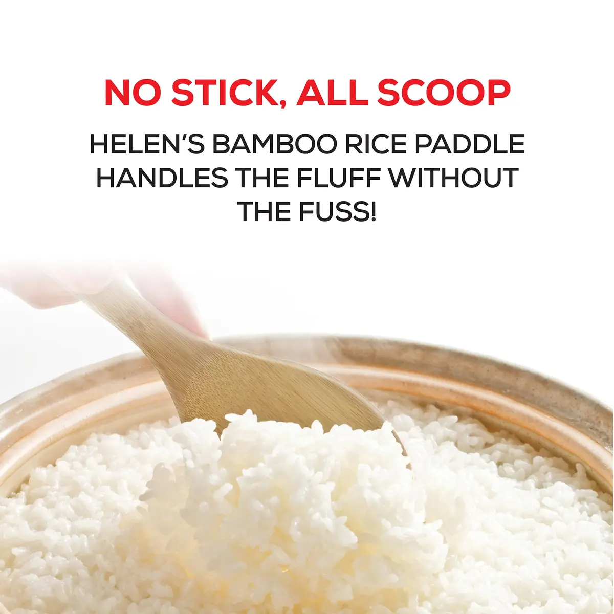 Helen's Asian Kitchen Bamboo Rice Paddle 9-Inch | Stir, Mix, Serve Rice & Mashed Potatoes - view 4