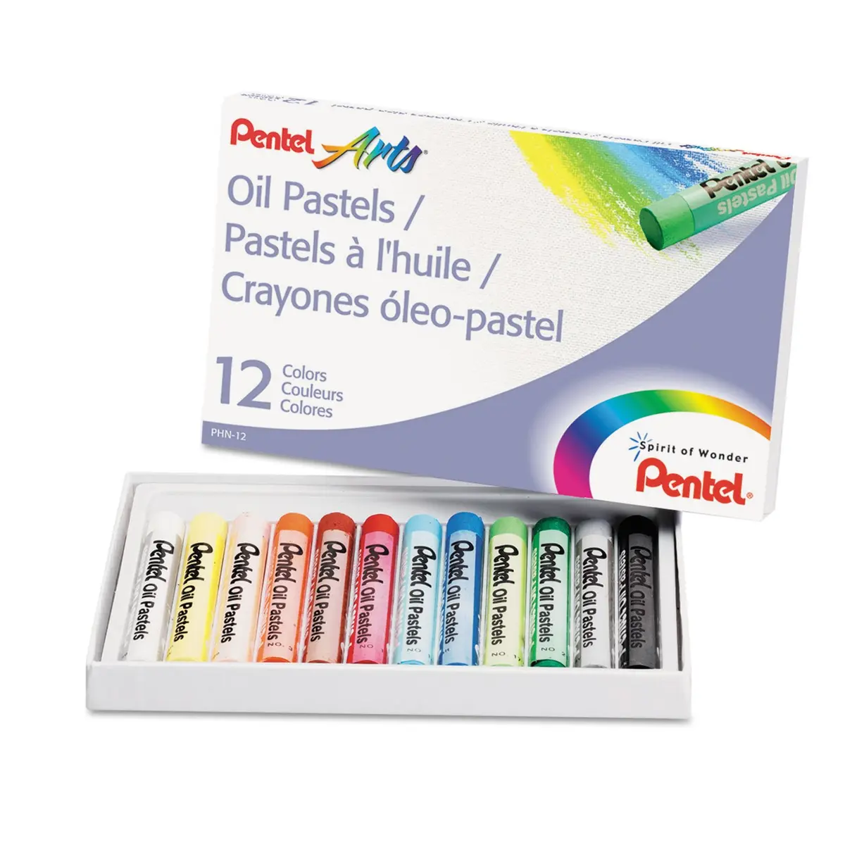 Pentel Arts Oil Pastels 12 Color Set (PHN-12) 0.44 kg (0.97 lb) | Certified AP Non-Toxic - main product image