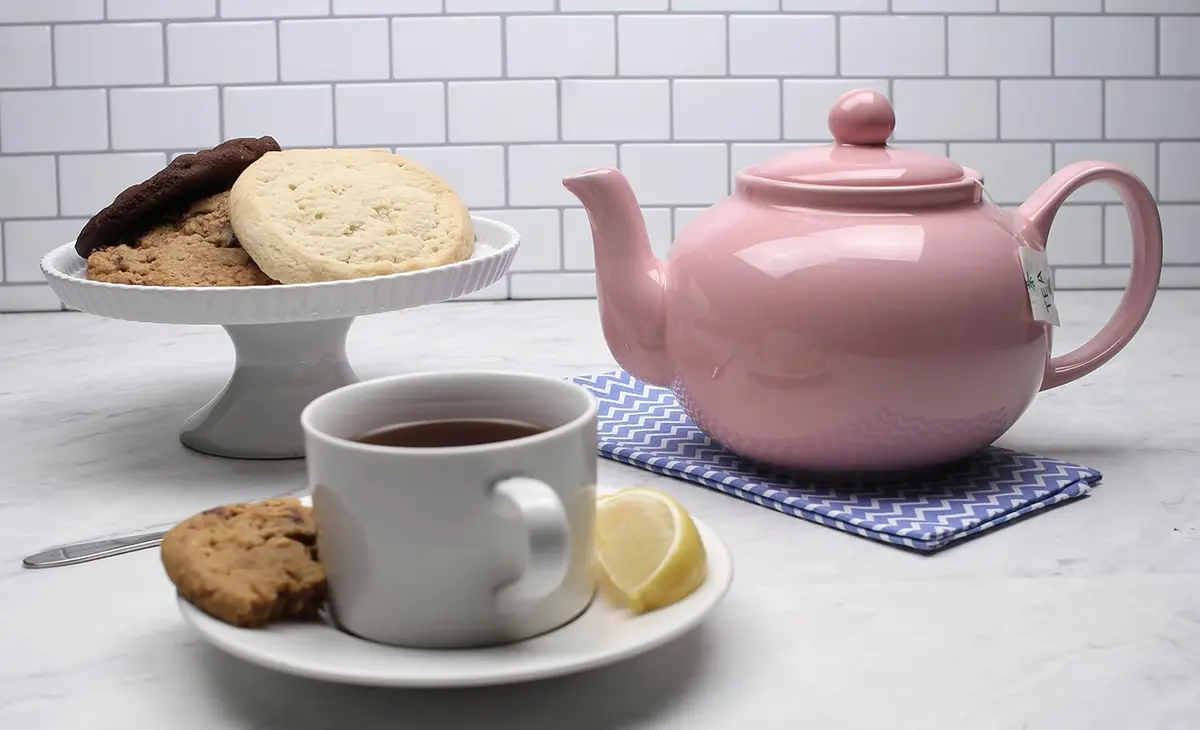 RSVP International Stoneware Teapot Collection, Microwave & Dishwasher Safe, 42 oz, Pink - view 5