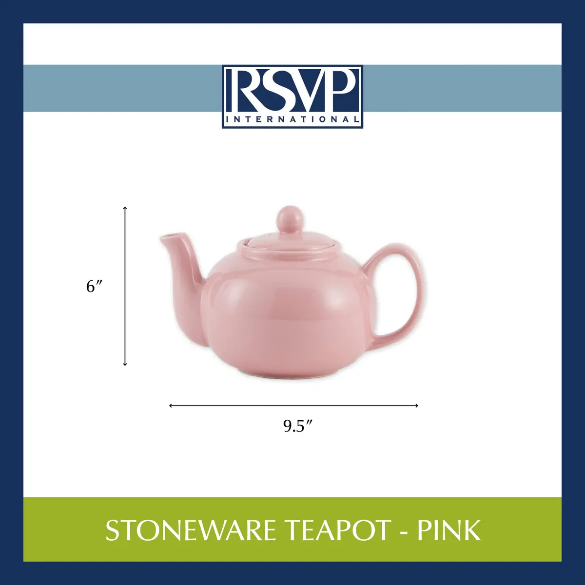RSVP International Stoneware Teapot Collection, Microwave & Dishwasher Safe, 42 oz, Pink - view 9