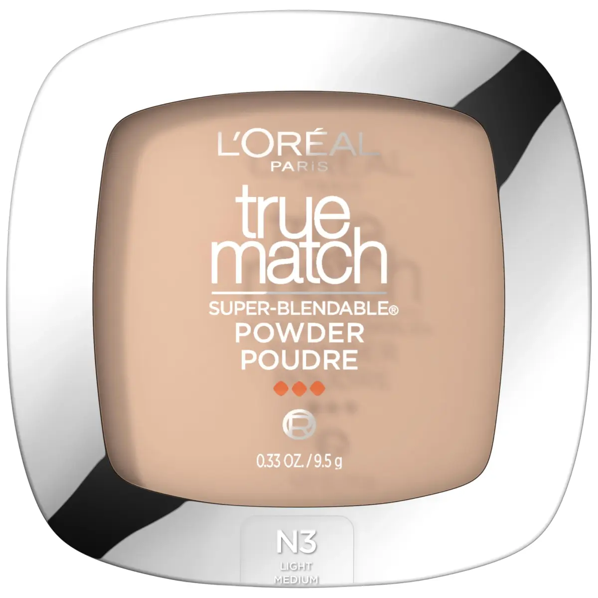 L'Oreal Paris True Match Super Blendable Oil-Free Powder Foundation N3 Light Medium 0.33 oz - main product image