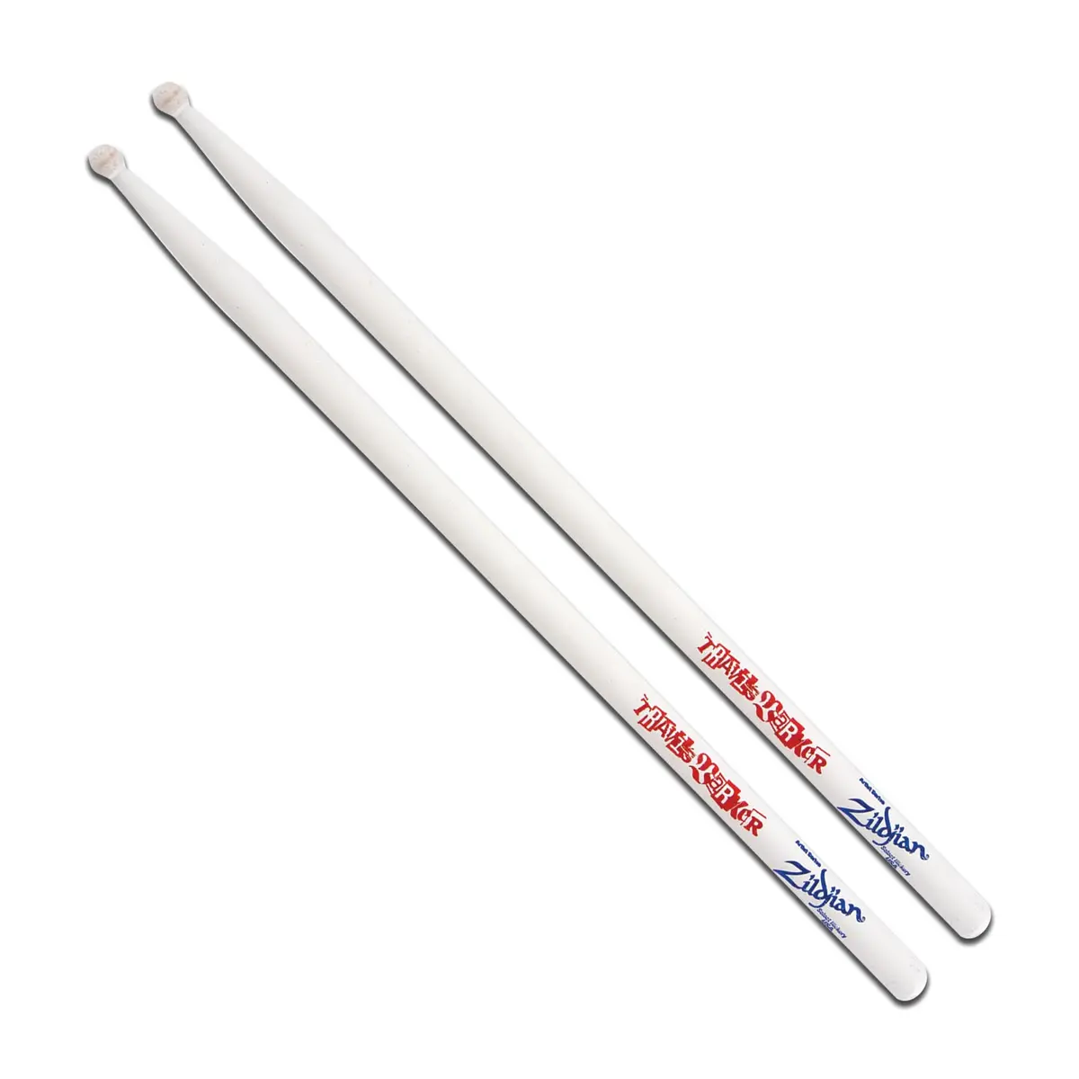 Zildjian Travis Barker Artist Series Drumsticks | Hickory Wood, Round Tip, White Finish - main product image