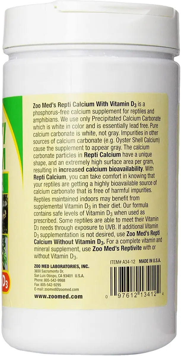 Zoo Med Reptile Calcium with Vitamin D3 Powder 340g (12 oz) | Bio-available Calcium Supplement for Reptiles - view 2