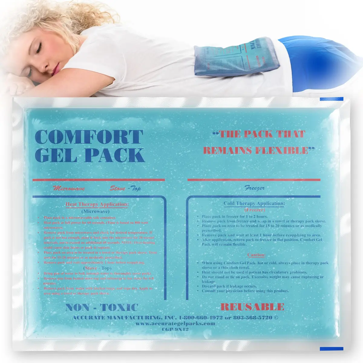 Accurate Manufacturing Blue Gel Pack 9" x 12" | Versatile Hot & Cold Pain Relief (70-120 chars) - main product image