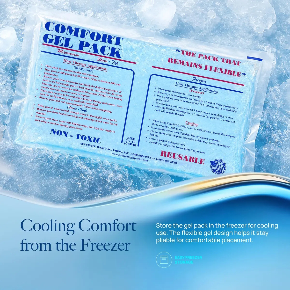 Accurate Manufacturing Blue Gel Pack 9" x 12" | Versatile Hot & Cold Pain Relief (70-120 chars) - view 3