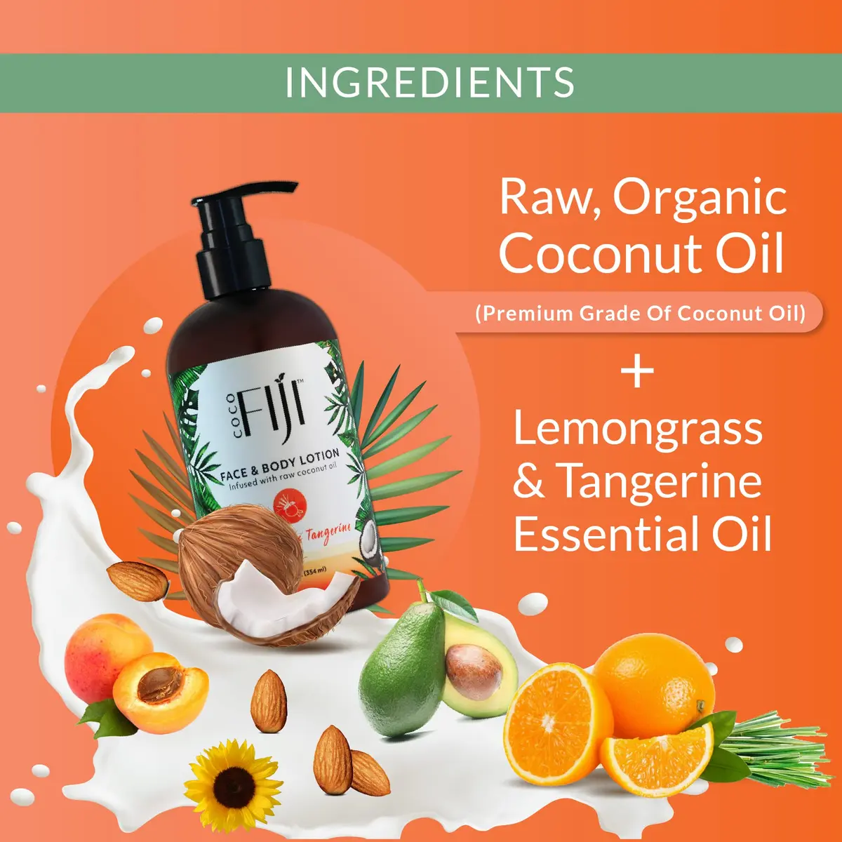 Organic Fiji Coco Fiji Face & Body Lotion 12 oz | Organic Coconut Oil Moisturizer for Sensitive Skin - view 6
