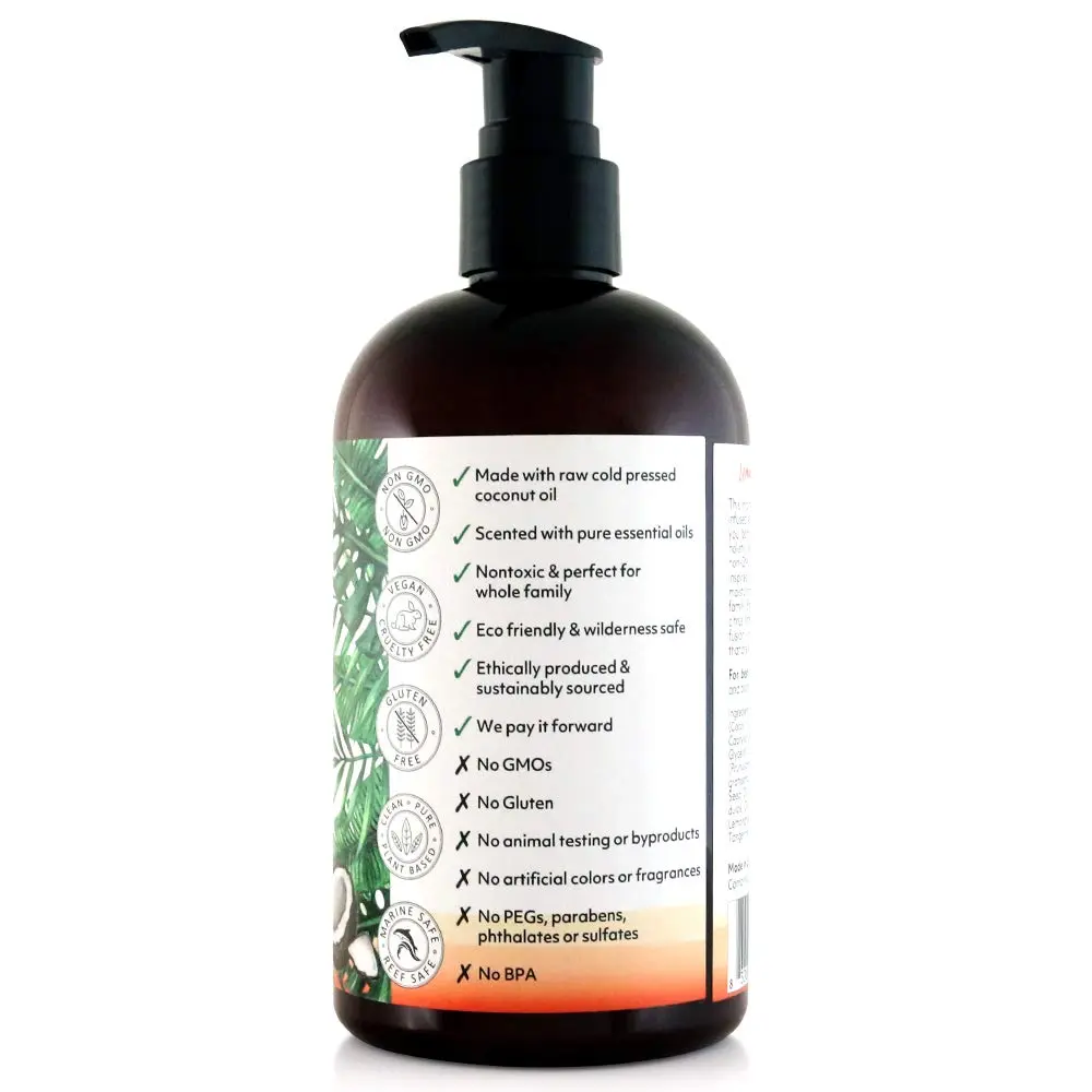 Coco Fiji Face & Body Lotion Infused With Coconut Oil | Lotion for Dry Skin | Moisturizer Face Cream & Massage Lotion for Women & Men | Lemongrass Tangerine 12 oz, Pack of 1 - view 3
