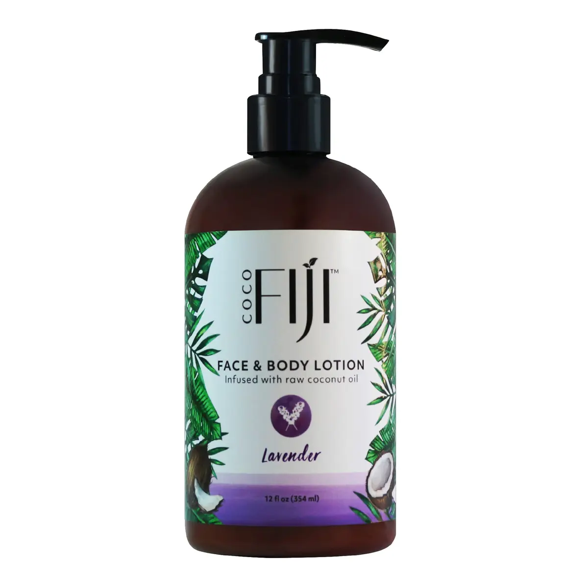 Organic Fiji Coconut Oil Infused Face & Body Lotion 12 oz | Deep Moisturizer for Sensitive Skin - main product image