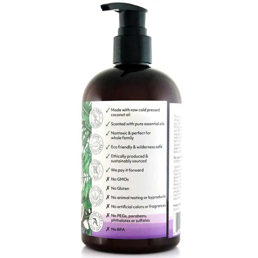 Organic Fiji Coconut Oil Infused Face & Body Lotion 12 oz | Deep Moisturizer for Sensitive Skin - view 3