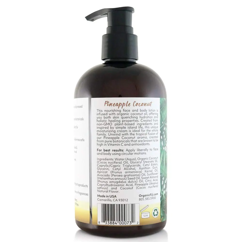 Organic Fiji Coconut Face & Body Lotion 12 oz | Deep Moisturizer for Dry & Sensitive Skin - view 2