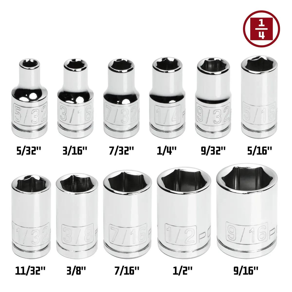 Powerbuilt 11 Piece 1/4-Inch Drive SAE Socket Set 5/32-9/16 Inch | Chrome Vanadium, Long-Lasting (70-120 chars) - view 2