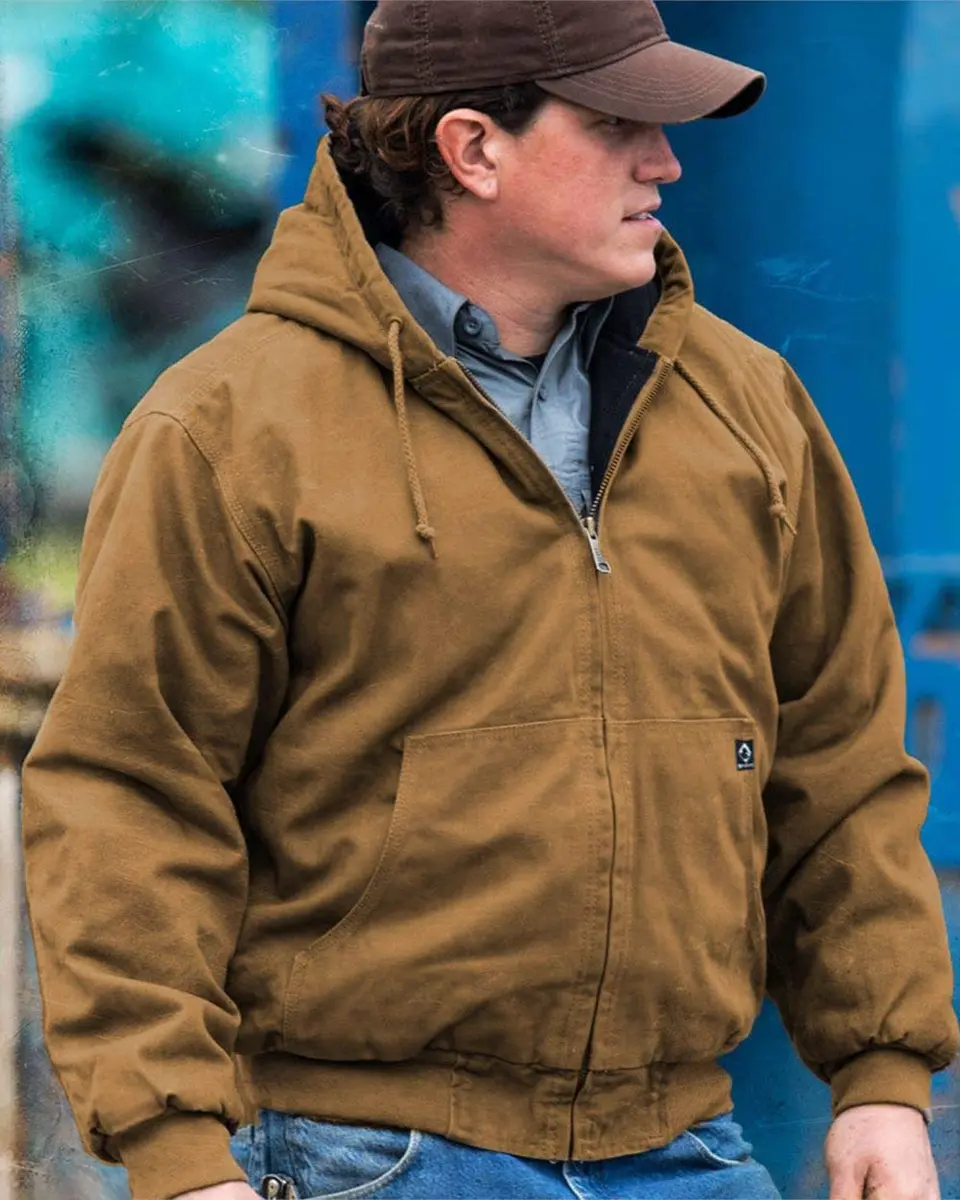 DRI Duck Cheyenne Men's Cotton Canvas Hooded Work Jacket, 5020, 2XLarge-Tall, Charcoal | Durable Cotton Canvas Workwear - view 2