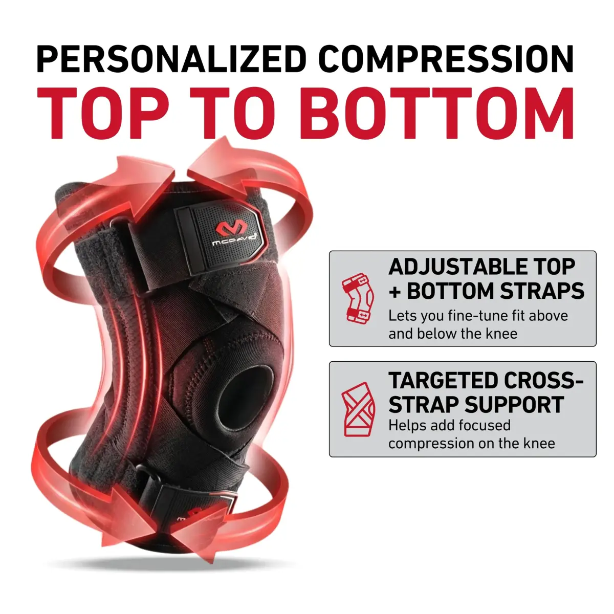 McDavid Knee Brace Support with Side Stays & Cross Straps, Black, 270g (0.6lb) | FDA Approved Orthopedic Brace for Men & Women - view 6