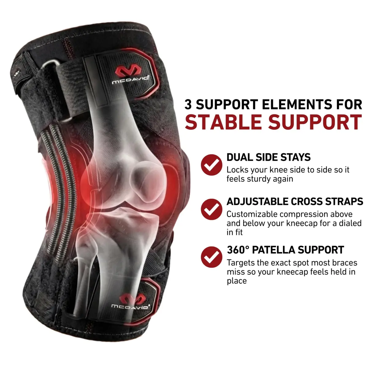 McDavid Ligament Knee Support with Side Stays & Cross Straps, Black Small | FDA Approved Orthopedic Brace - view 5
