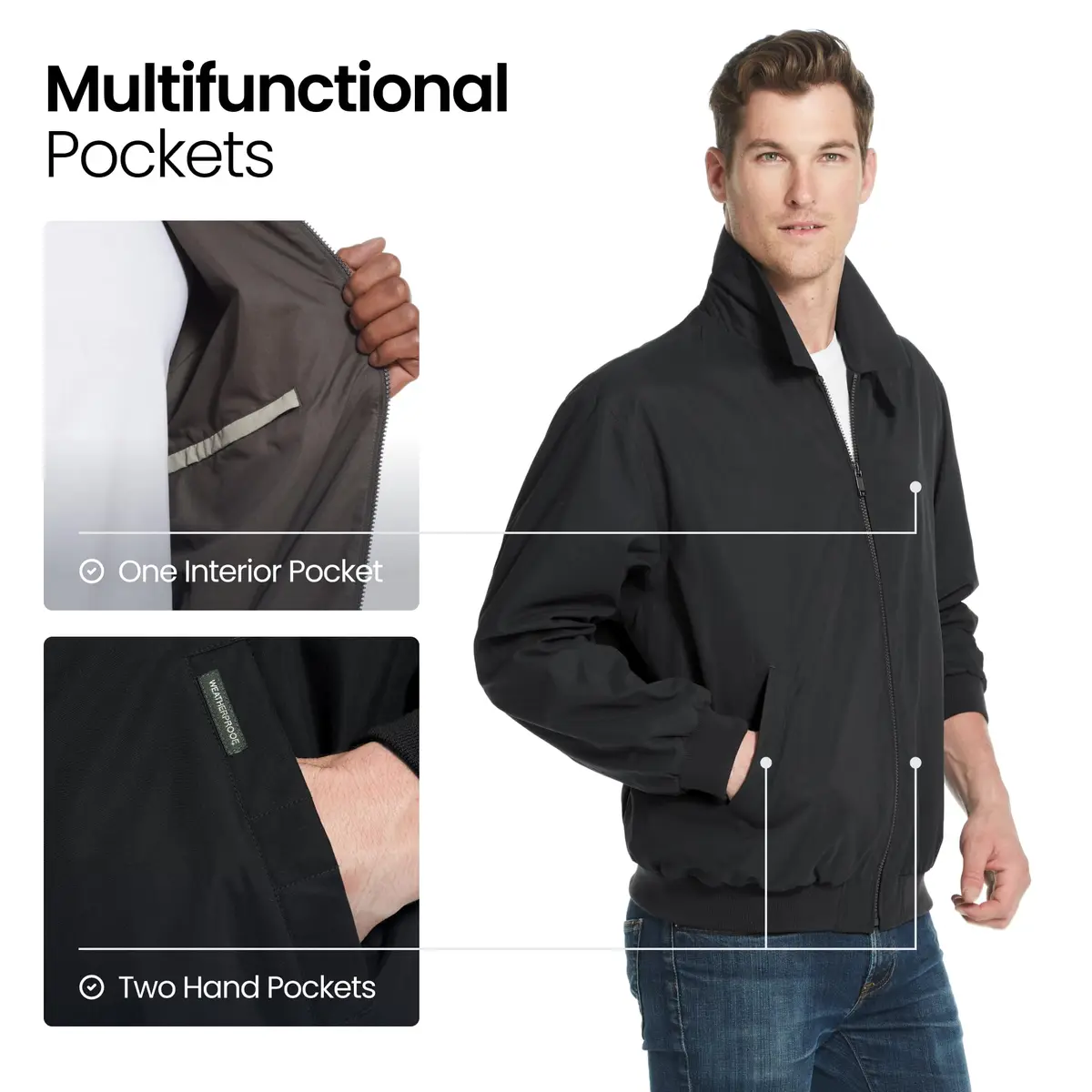 Weatherproof Men's Golf Jacket Water-Resistant Lightweight Windbreaker | All-Weather Golf Outerwear (70-120 chars) - view 4