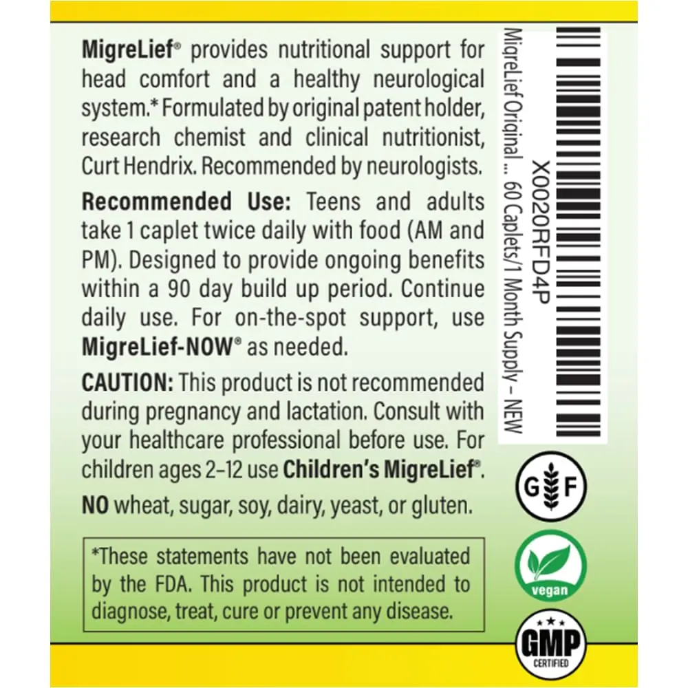 MigreLief Original Triple Therapy with Puracol 60 Caplets | Nutritional Support for Migraine Relief - view 4