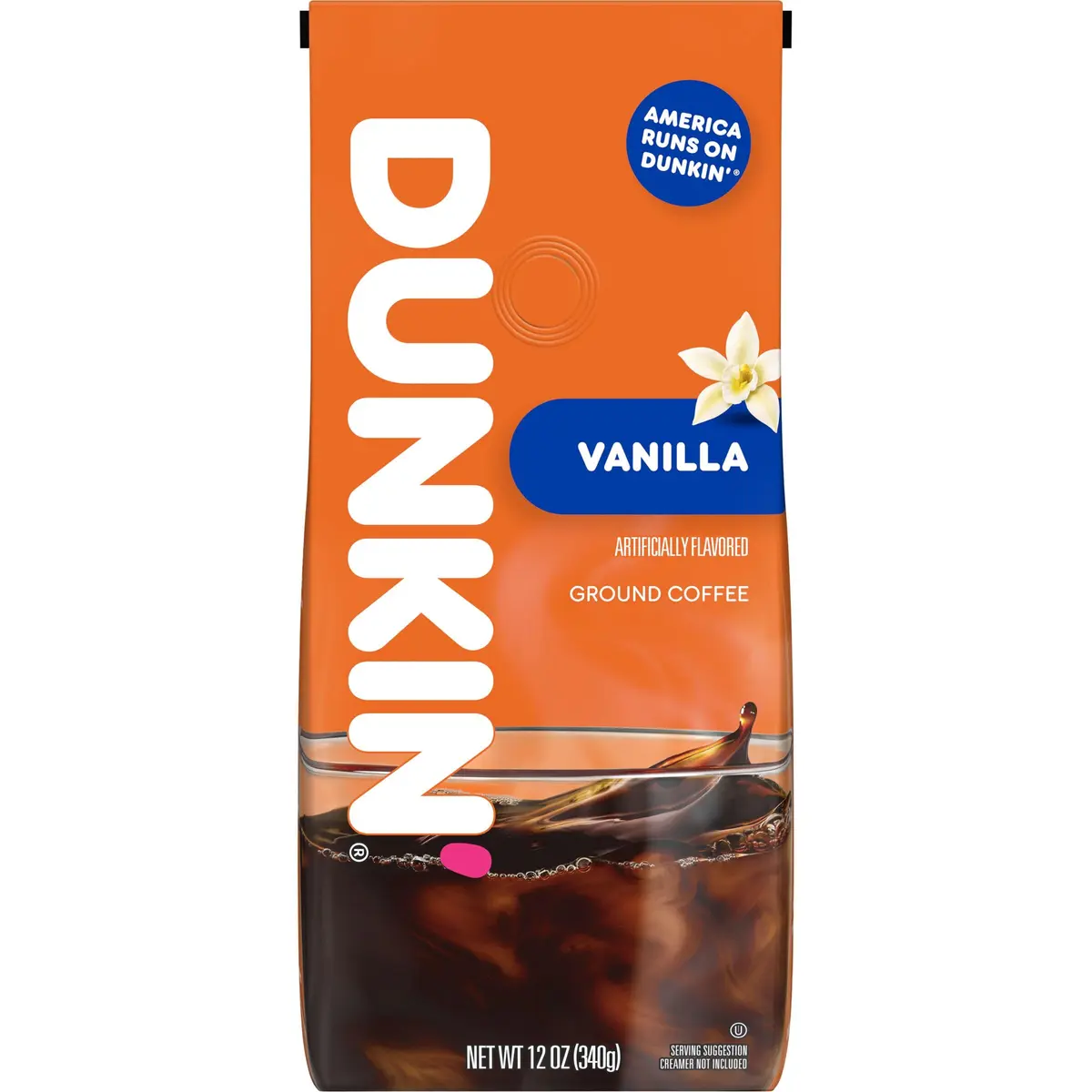 Dunkin' Donuts French Vanilla Ground Coffee 340g (12 Oz) | Medium Roast with Smooth Vanilla Flavor - main product image