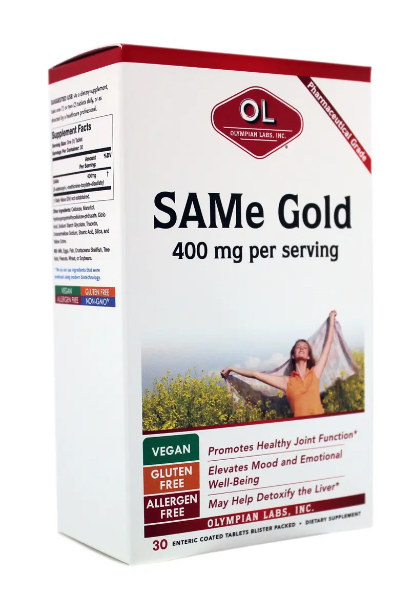 Olympian Labs Enteric Coated SAMe Gold | 400 mg per Serving | Vegan, Gluten Free, Soy Free | Mood & Joint Support - 30 Tablets - main product image