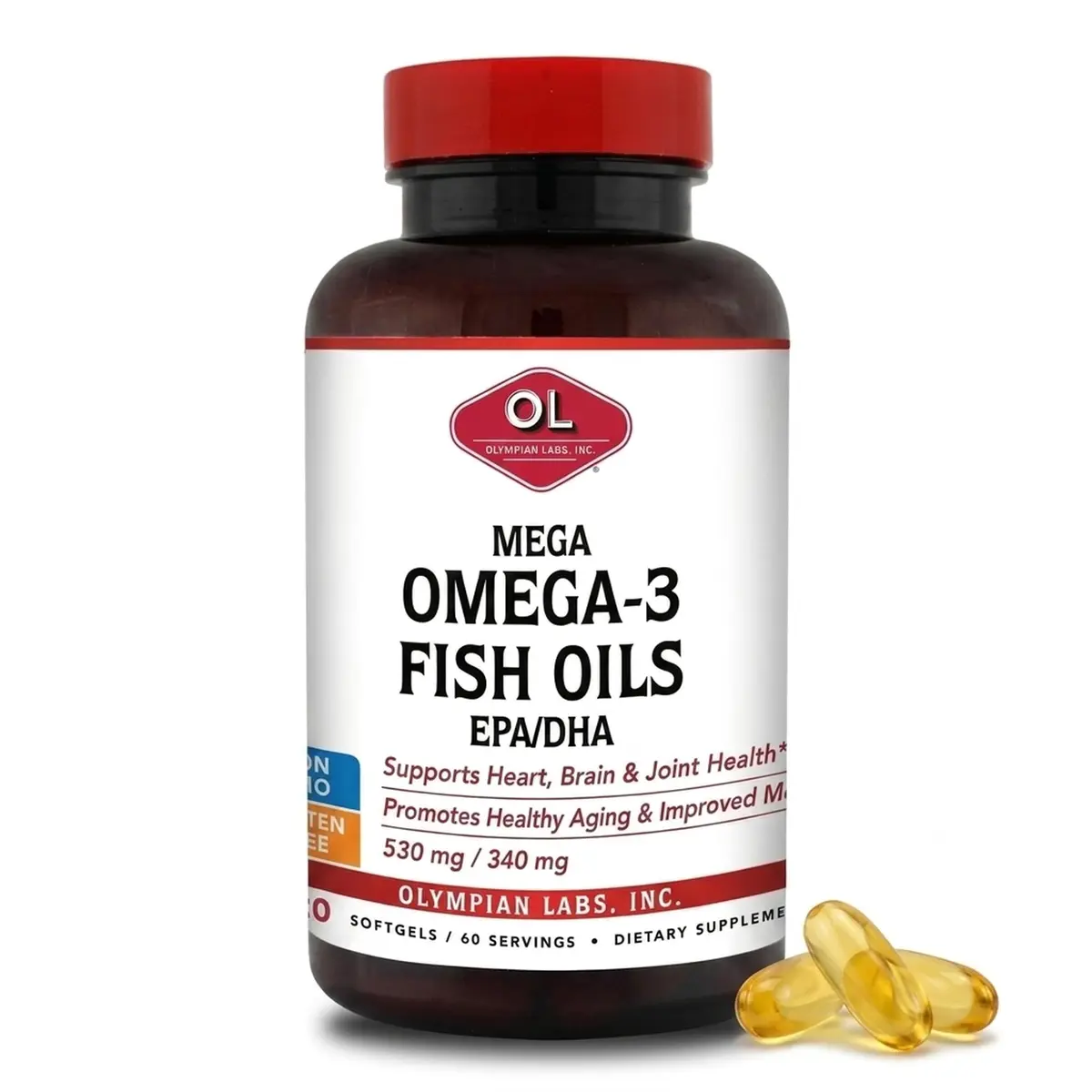 Olympian Labs Mega Omega 3 Fish Oils 60 sevings | High EPA & DHA, Pharmaceutical Grade - main product image
