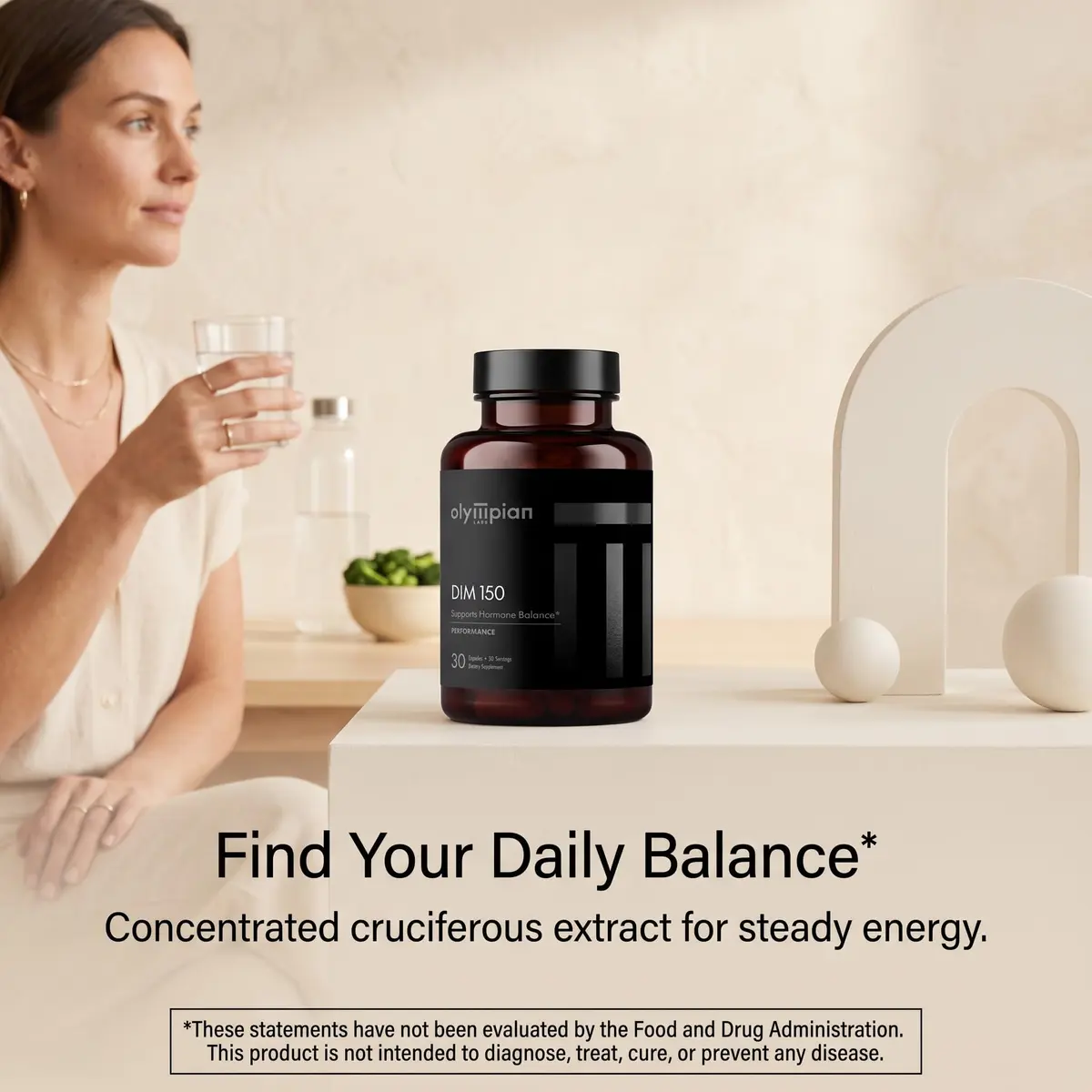 Olympian Labs DIM 150mg - Diindolylmethane Supplement Capsules for Hormone Balance, Clear Skin, PCOS Support, 30 Capsules - view 5