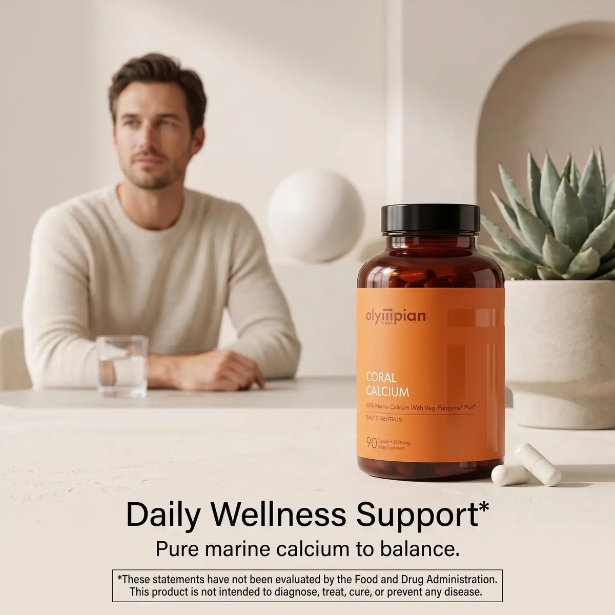 Olympian Labs Coral Calcium 1000mg Capsules Supporting Healthy Bones & pH Balance, 90 Count - view 4