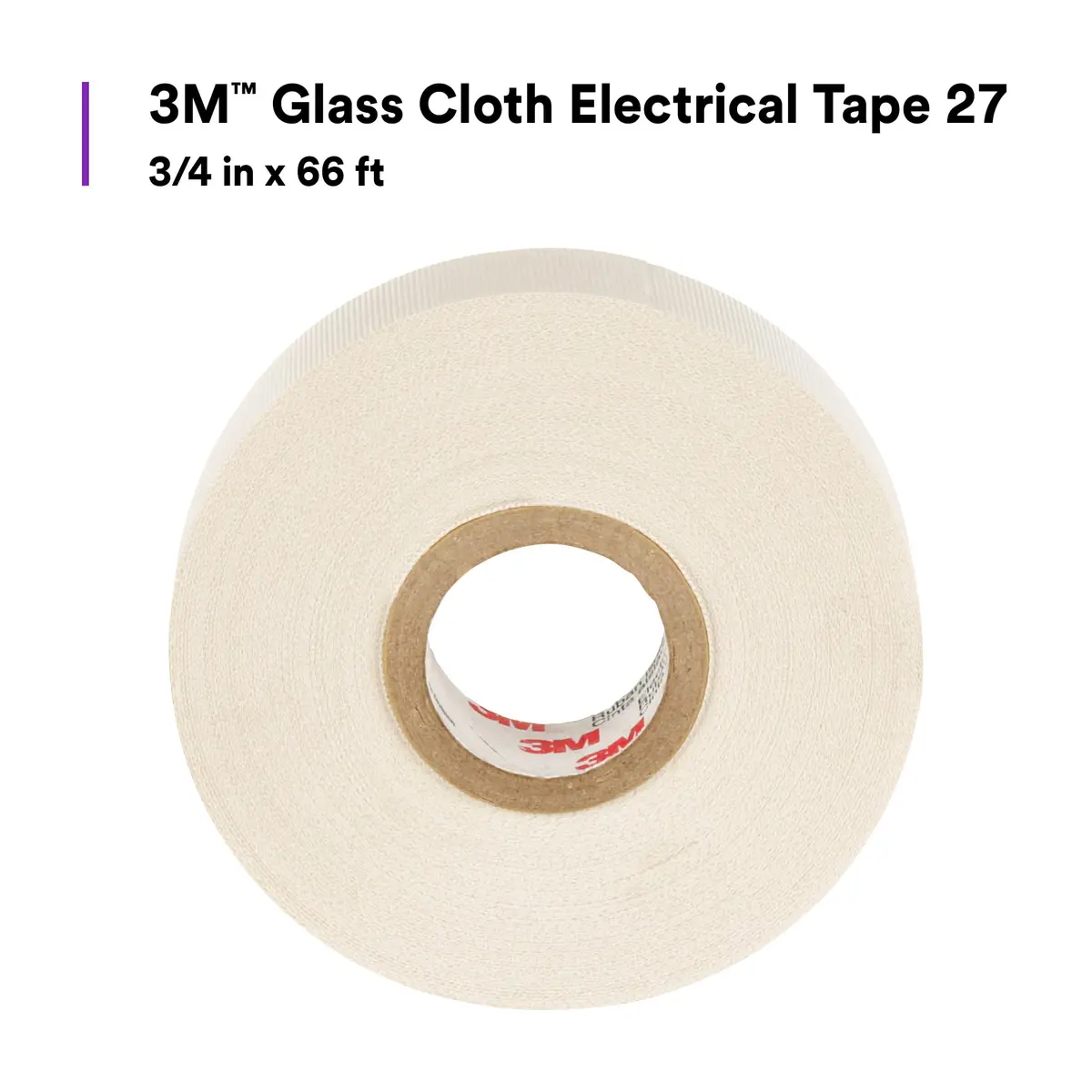 3M Glass Cloth Electrical Tape 27, 3/4 in x 66 ft | High-Temperature Insulation Tape - view 7