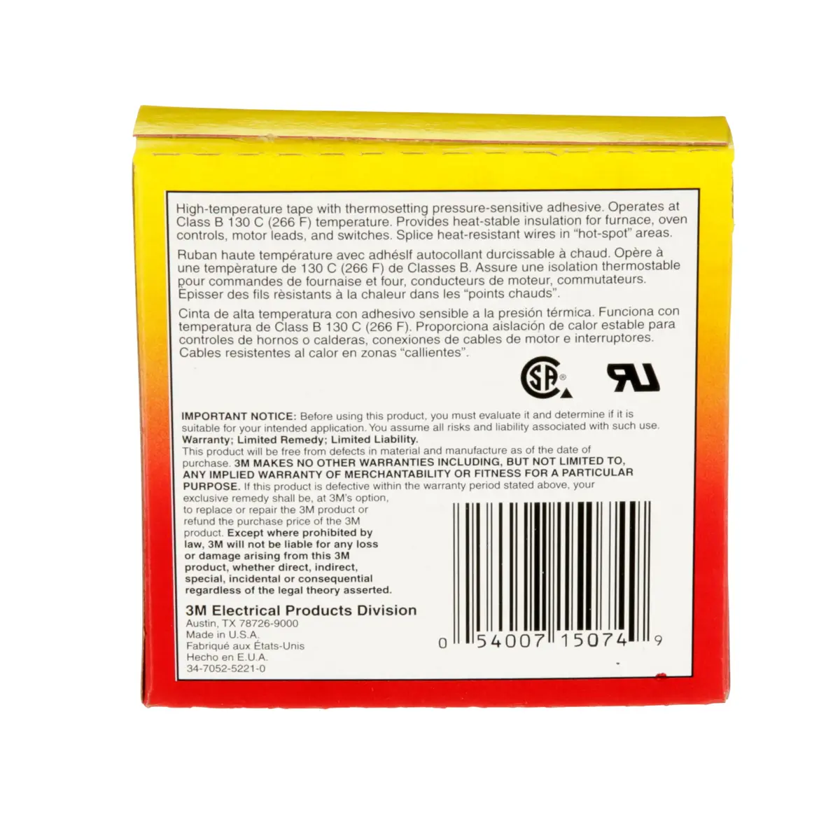 3M Glass Cloth Electrical Tape 27, 3/4 in x 66 ft | High-Temperature Insulation Tape - view 8