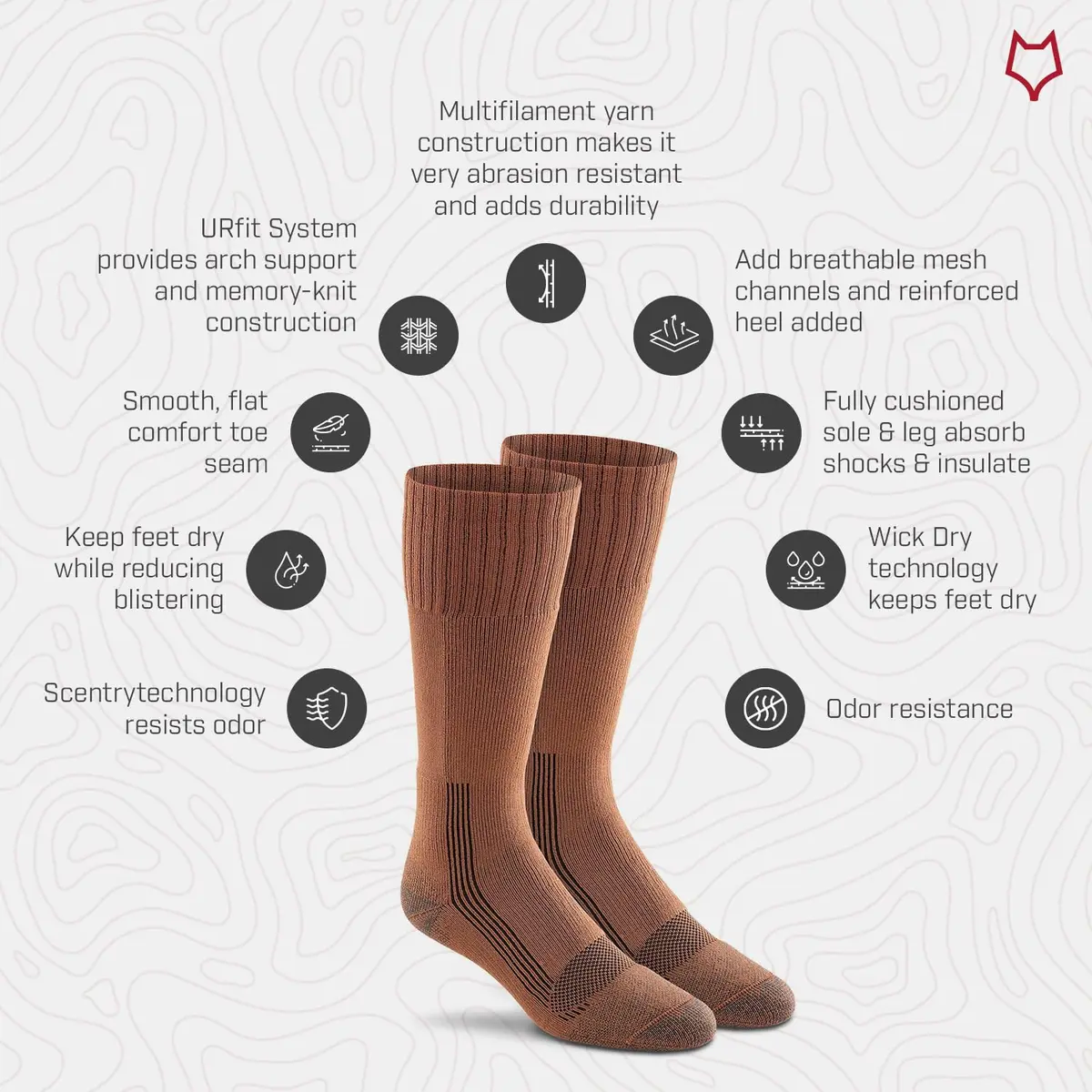 FOX RIVER Military Tactical Boot Socks | Mid-Calf | Wick Dry | Shock Absorption | Army Colors | X-Large - view 3